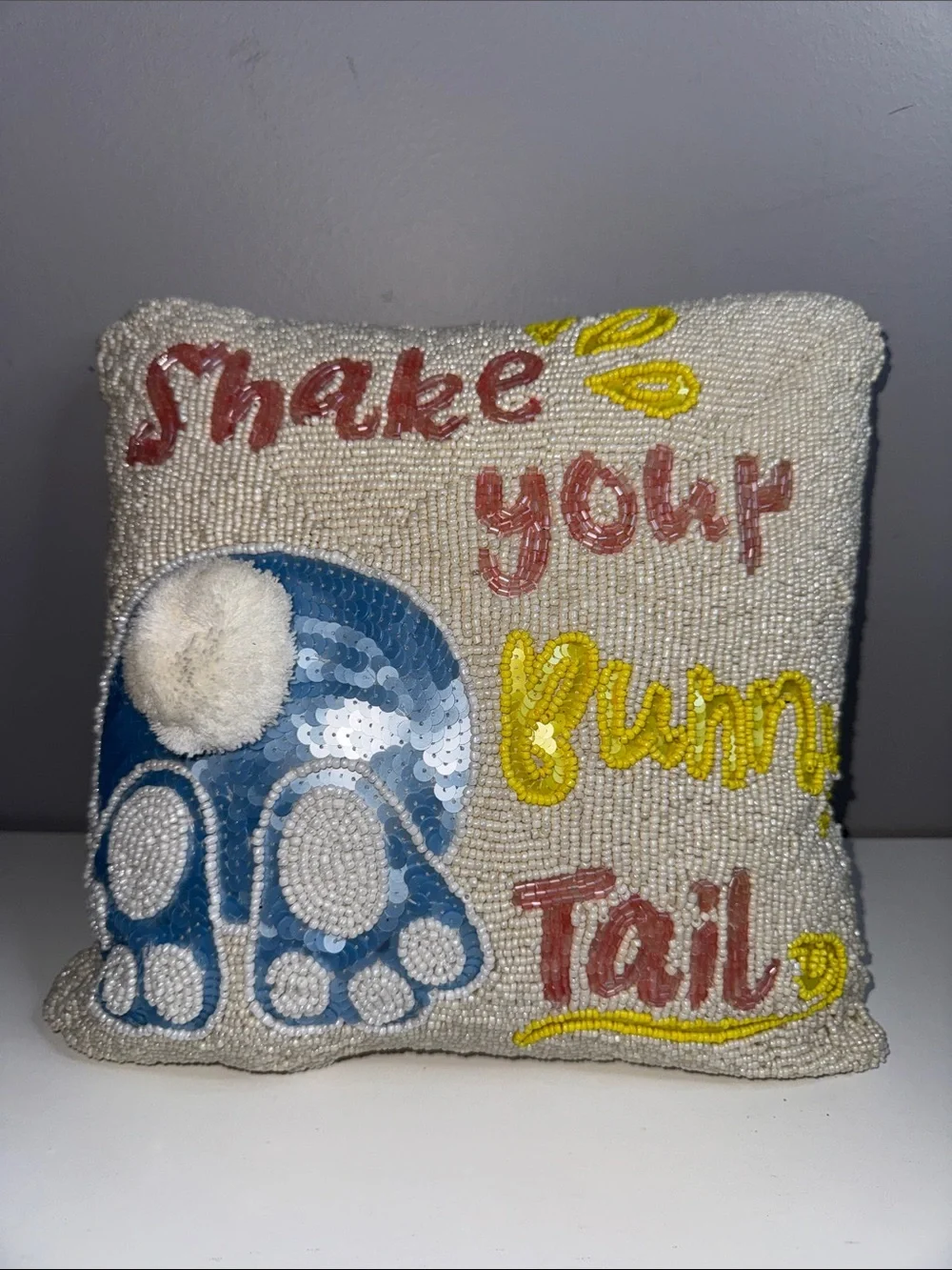 Beaded “Shake Your Bunny Tail” Easter Throw Pillow – DIY Project